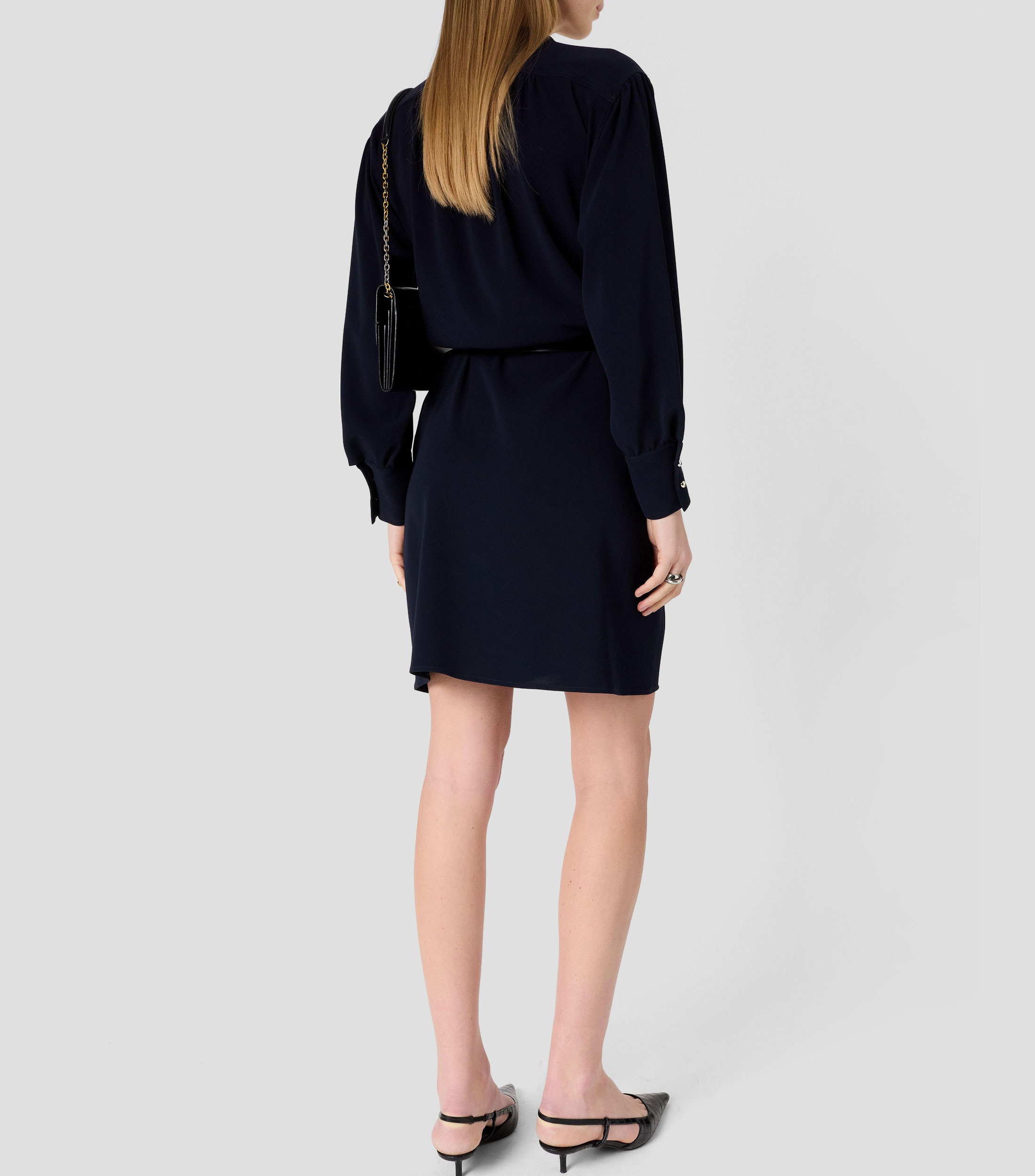 Vestido corto manga larga liso Mujer
